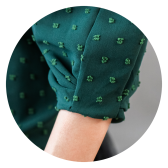 立體點點造型袖大尺碼雪紡七分袖上衣(綠色)