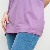 大尺碼V領彩塊燙畫冰棉T恤(紫色) 
