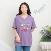 大尺碼V領6隻狗狗冰棉T恤(紫色)
