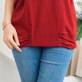 大尺碼可愛草泥馬下擺造型反折袖棉質T恤(紅色)